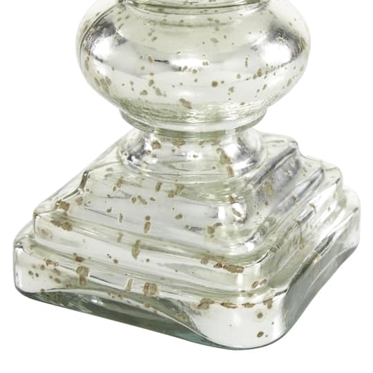 16" Silver Glass Traditional Candle Holder
